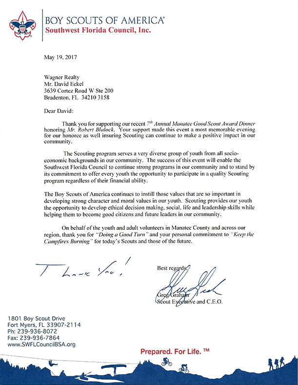 Eagle Scout Donation Thank You Letter Eagle Scout Donation Thank You Letter